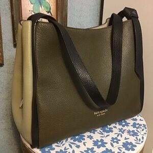 Kate spade colorblock Knott shoulder bag in pebble leather greens